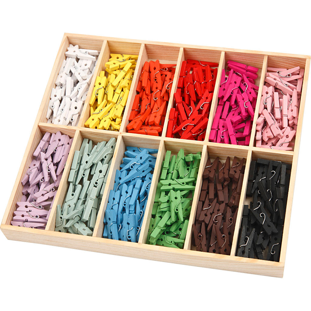 Mini pinzas colores surtidos L: 25 mm — 12x24 ud (1 pack)