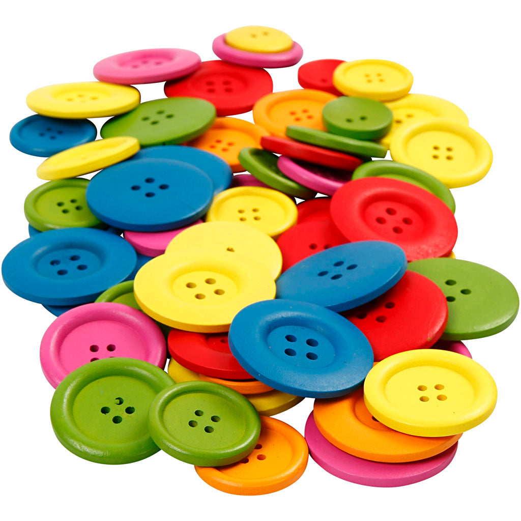 Botones de madera colores surtidos — 144 ud (1 pack)