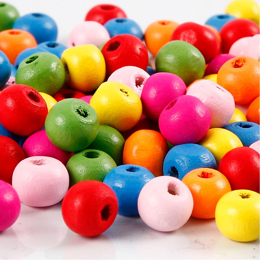 Cuentas de madera colores surtidos ⌀ 8 mm 500 g