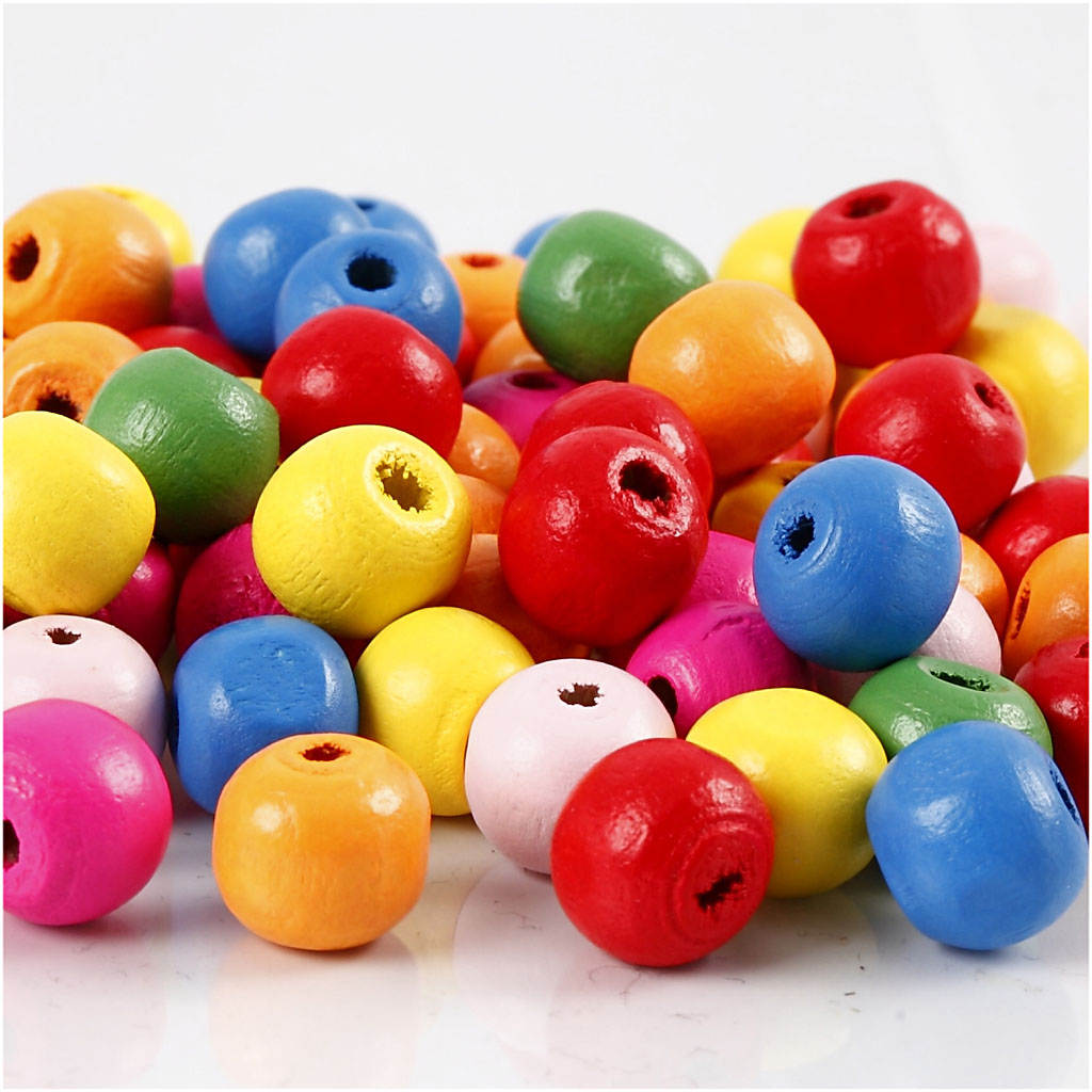 Cuentas de madera colores surtidos ⌀ 10 mm 500 g