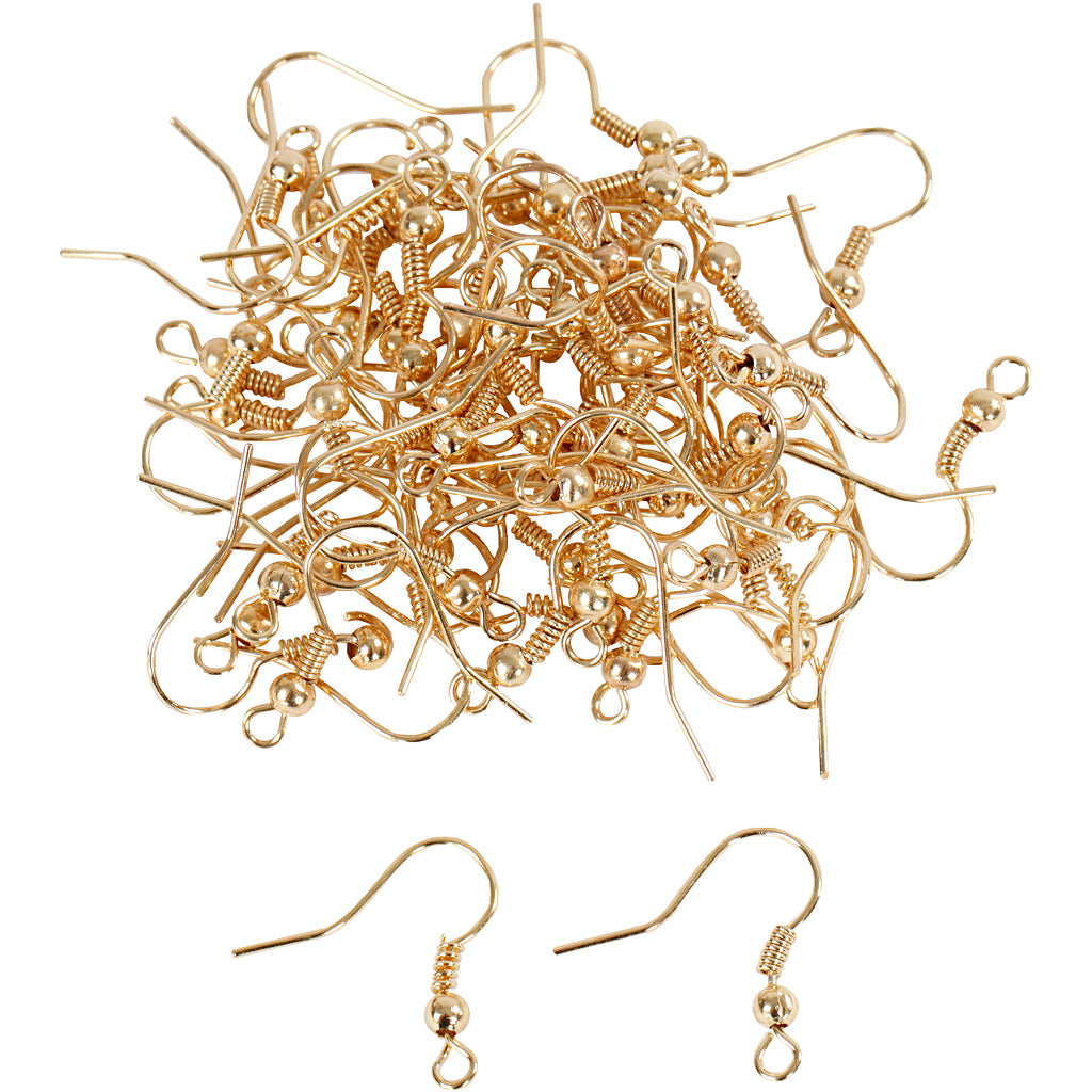Ganchos para pendientes dorado L: 18 mm — 100 ud (1 pack)
