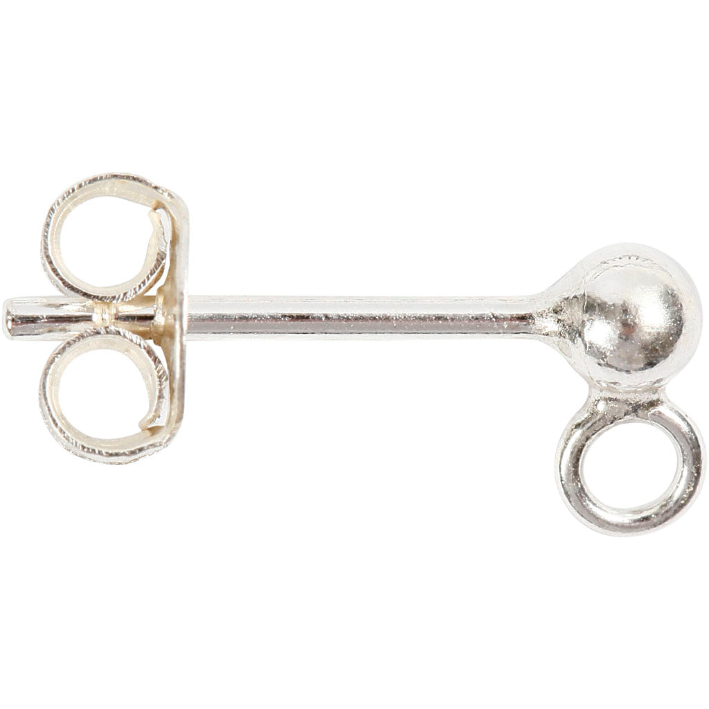Pendientes de botón plateado L: 13 mm — 10 ud (1 pack)