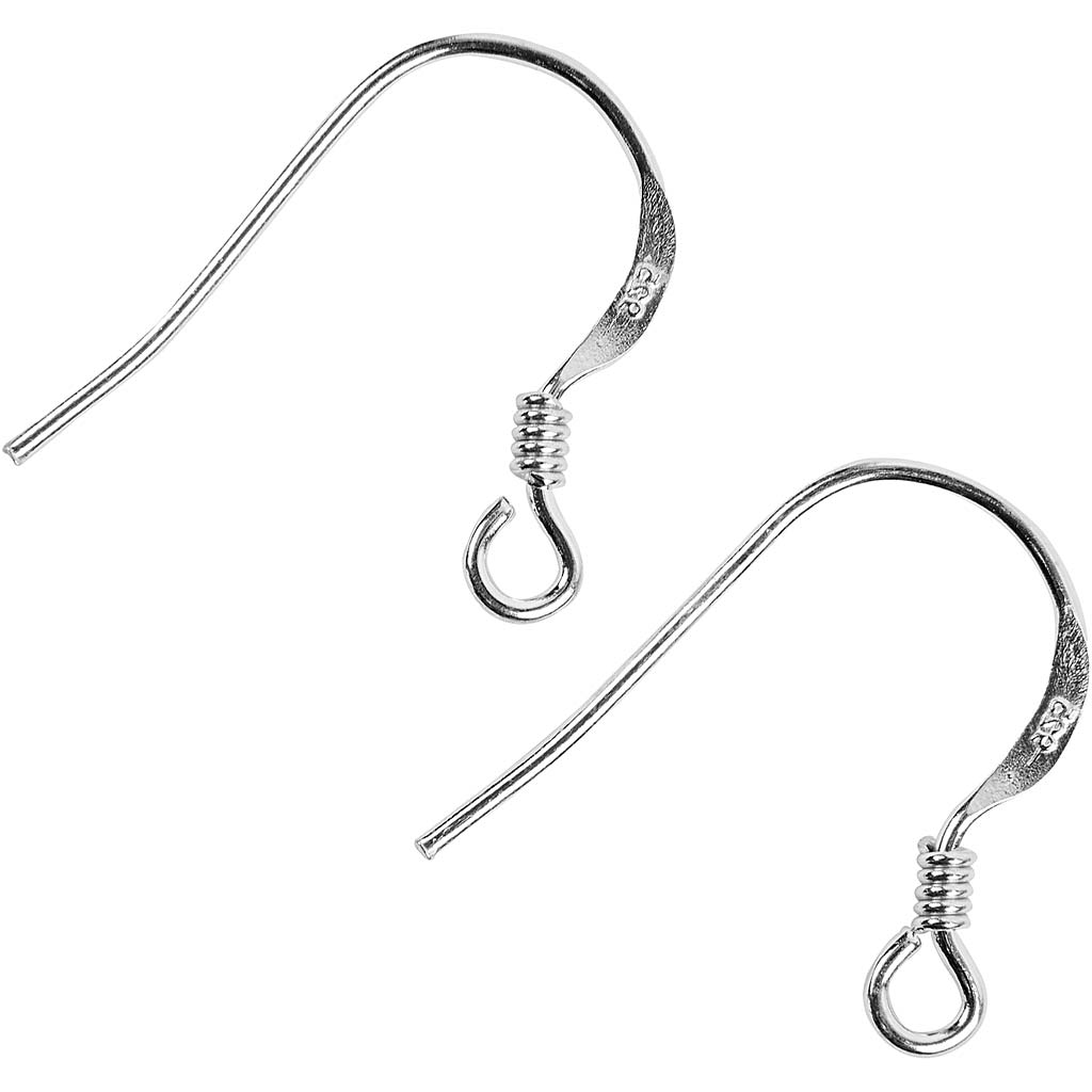 Ganchos para pendientes plateado L: 14 mm — 10 ud (1 pack)