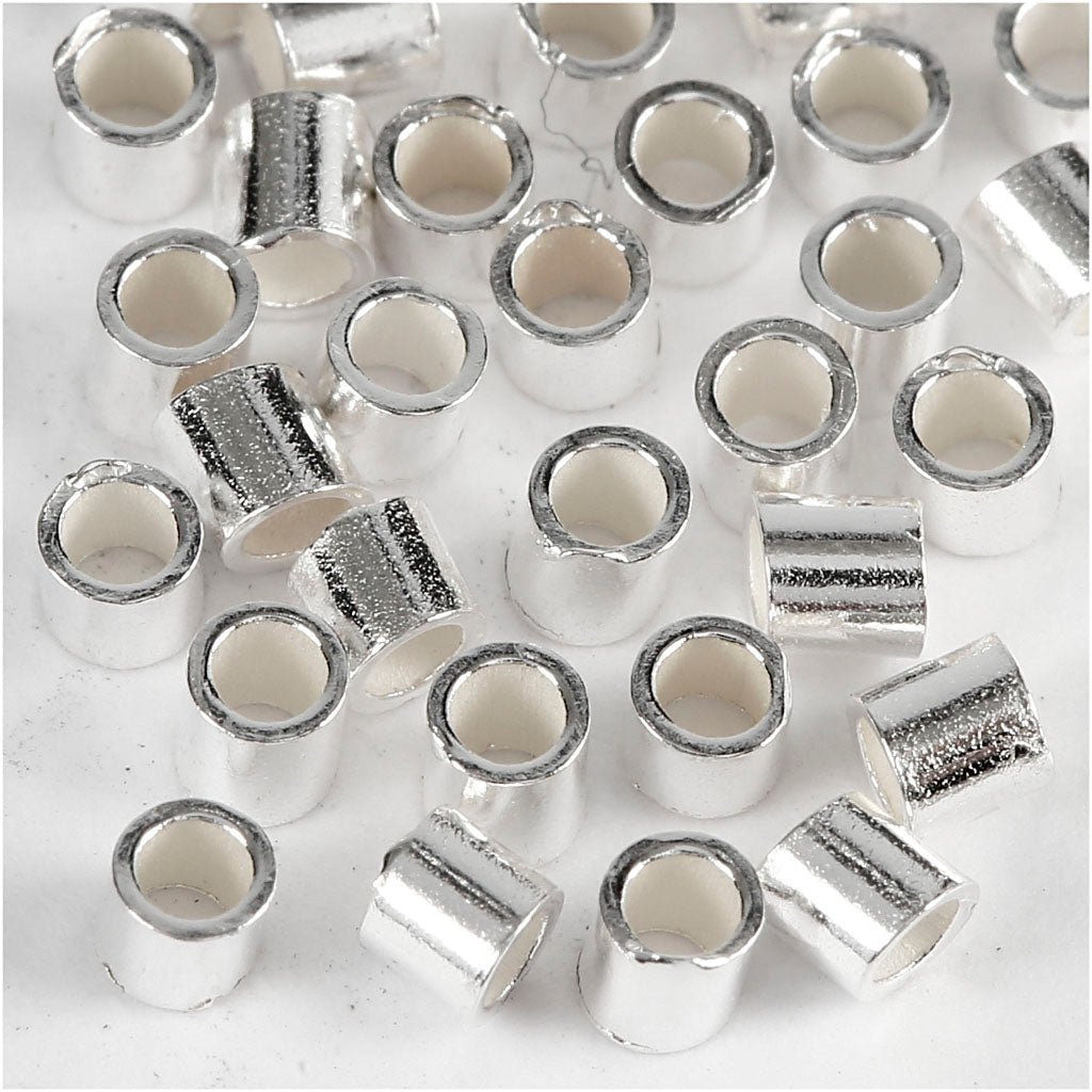 Topes de prensar plateado ⌀ 2 mm — 50 ud (1 pack)