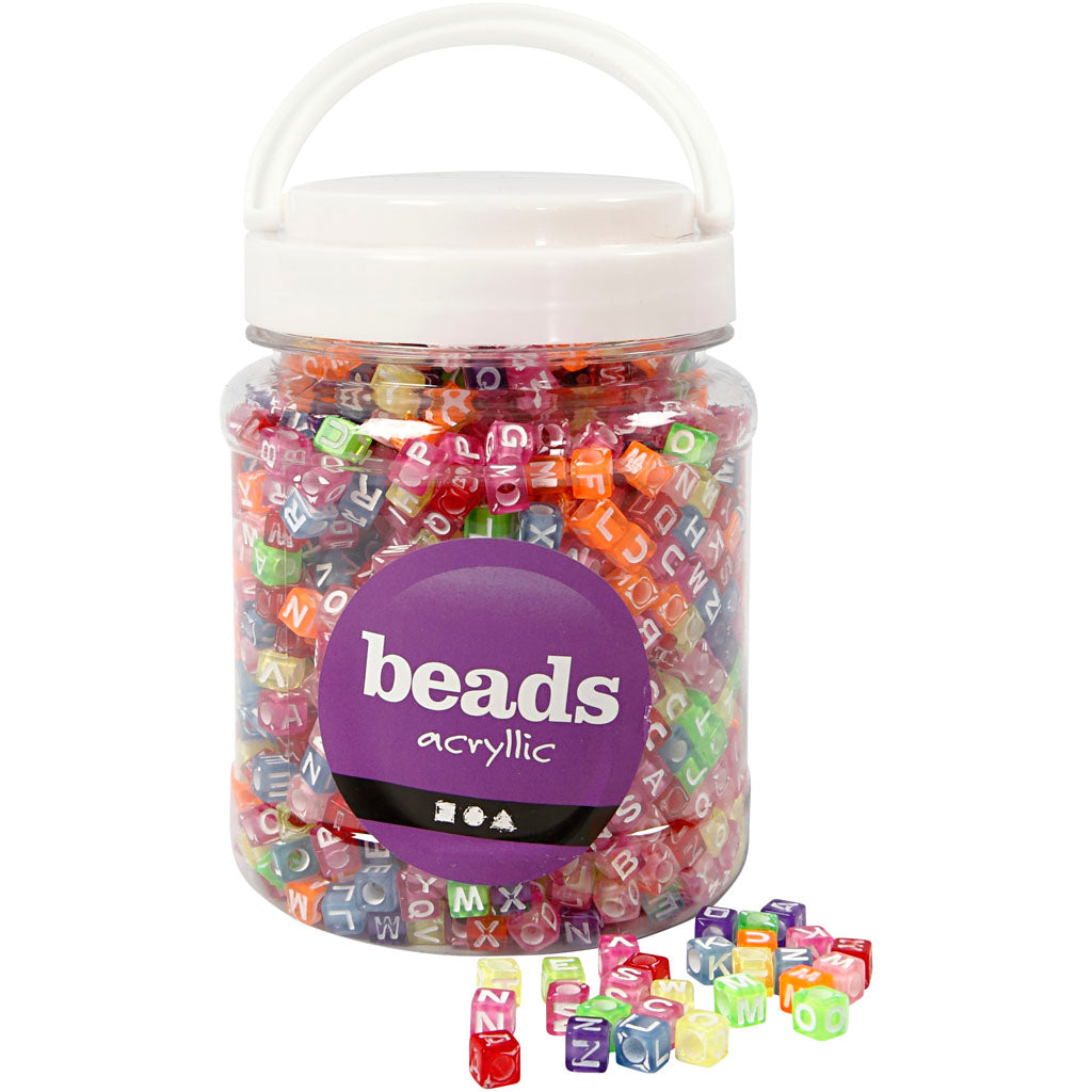 Cuentas con letras colores surtidos 7x7x7 mm 450 g 700 ml