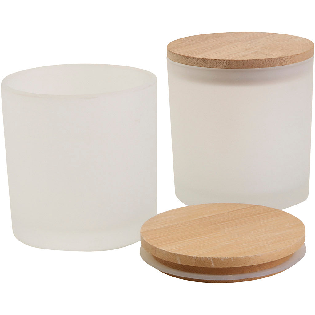 Tarros de cristal con tapa de madera 8 cm 315 ml — 12 ud (1 pack)