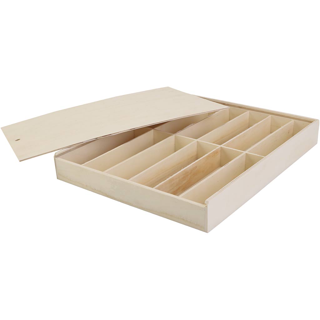 Caja de madera con tapa 29x37x5 cm — 1 ud