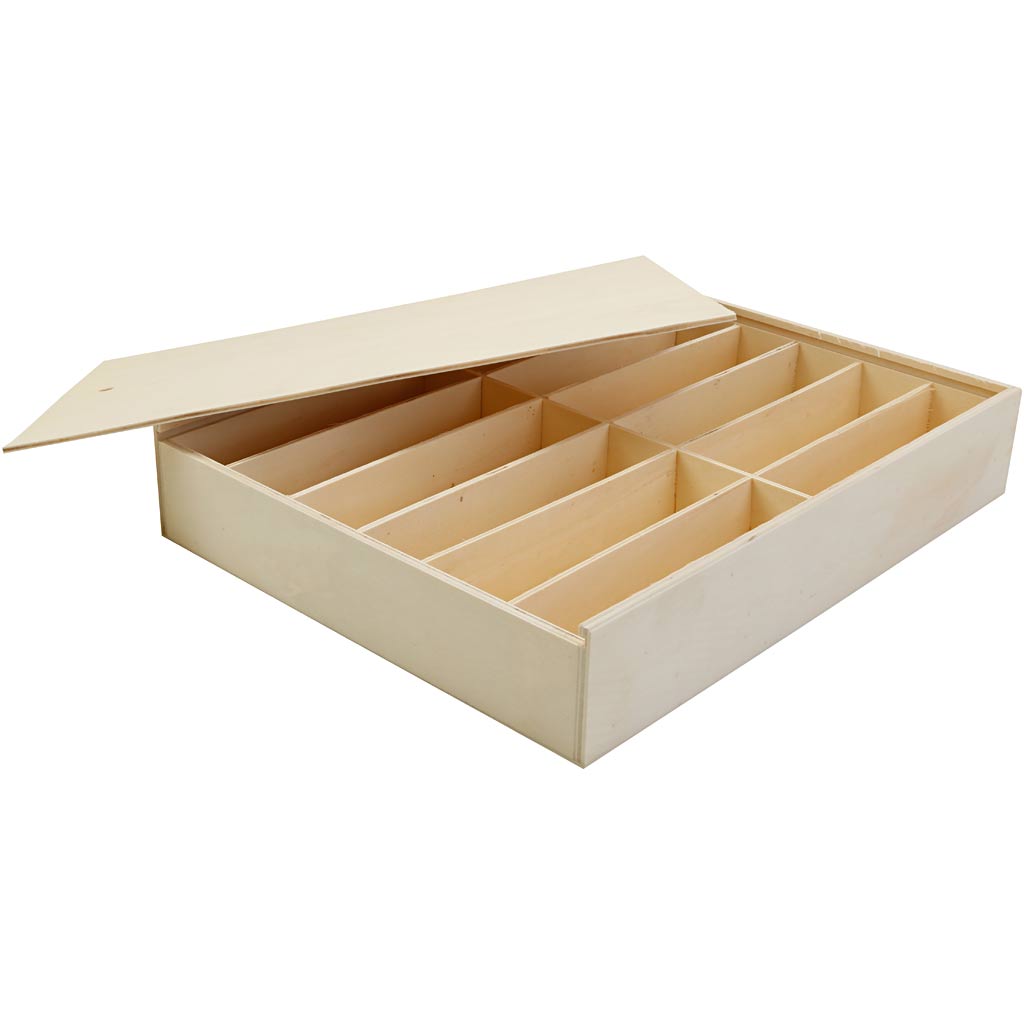 Caja de madera con tapa 29x37x6.5 cm — 1 ud