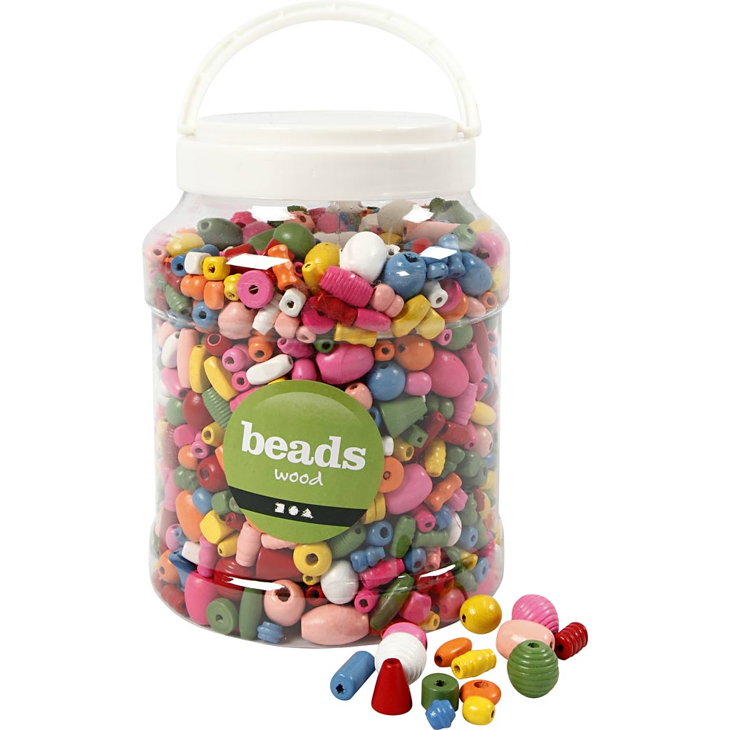 Cuentas de madera colores surtidos 800 g