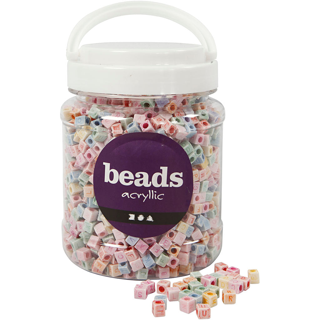 Cuentas con letras 6x6 mm 500 g 700 ml