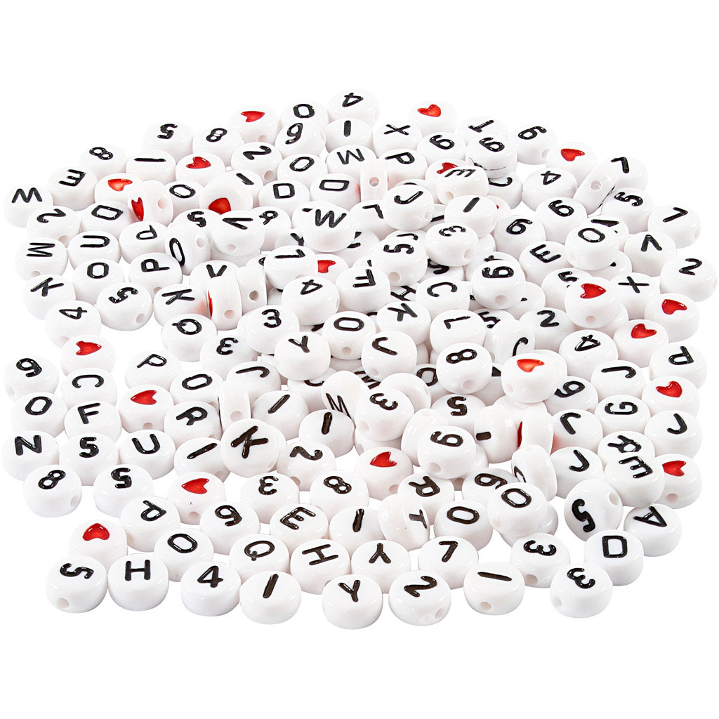 Cuentas con letras blanco 7 mm 200 g
