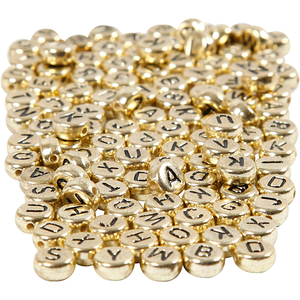 Cuentas con letras dorado 1 mm 165 g