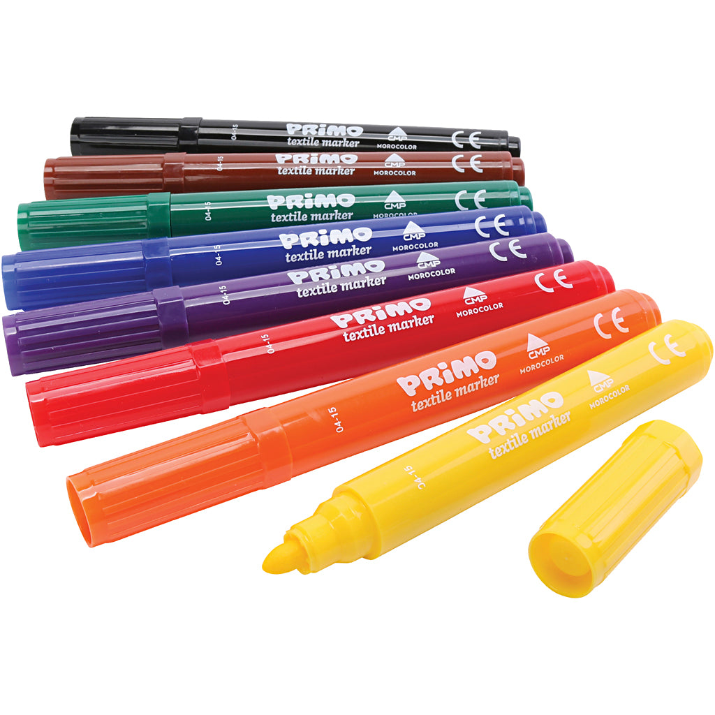 Rotuladores textiles PRIMO colores surtidos — 8 ud (1 pack)