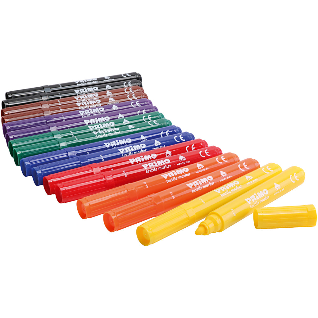 Rotuladores textiles PRIMO colores surtidos — 12x8 ud (1 pack)