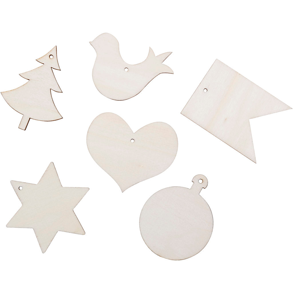 Figuras de madera para decorar 6x6 cm — 24 ud (1 pack)