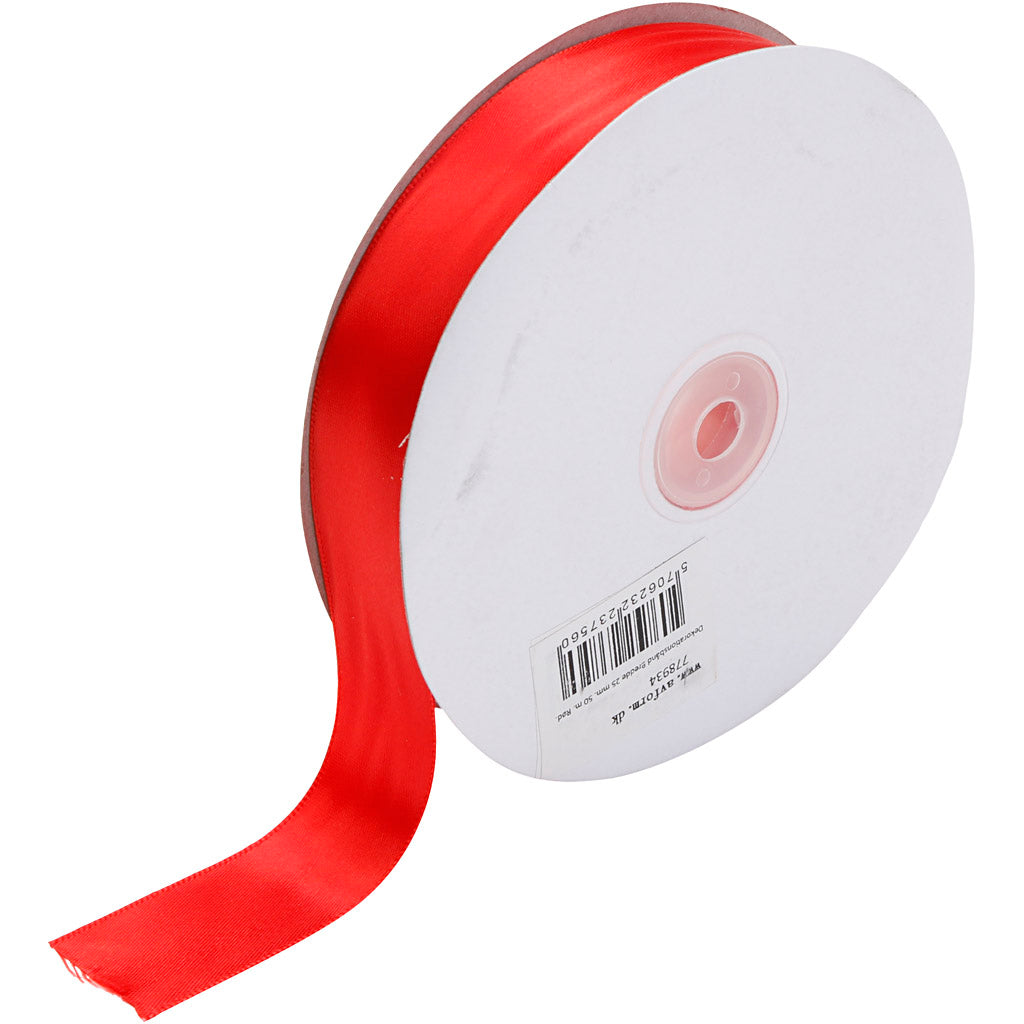 Cinta de satén rojo — 50 m (1 rollo)