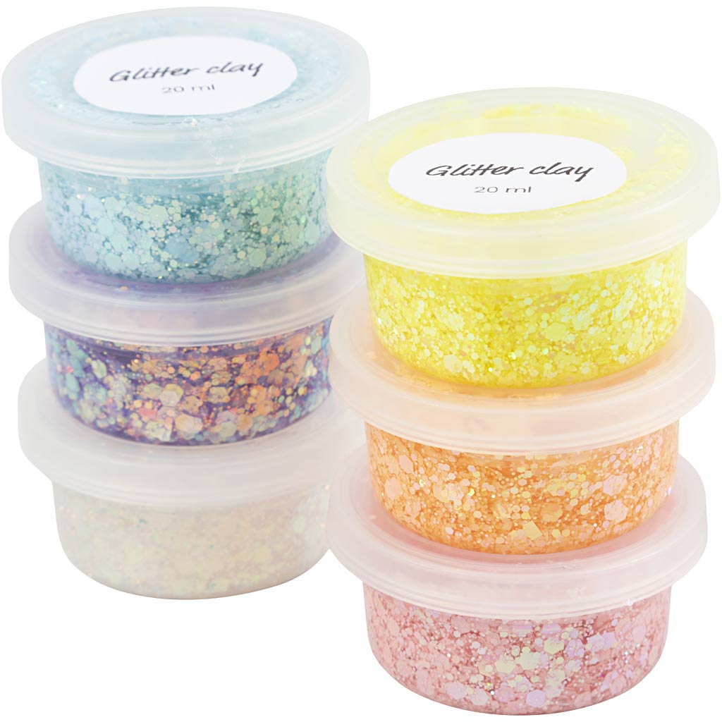 Arcilla con purpurina colores pastel 20 g