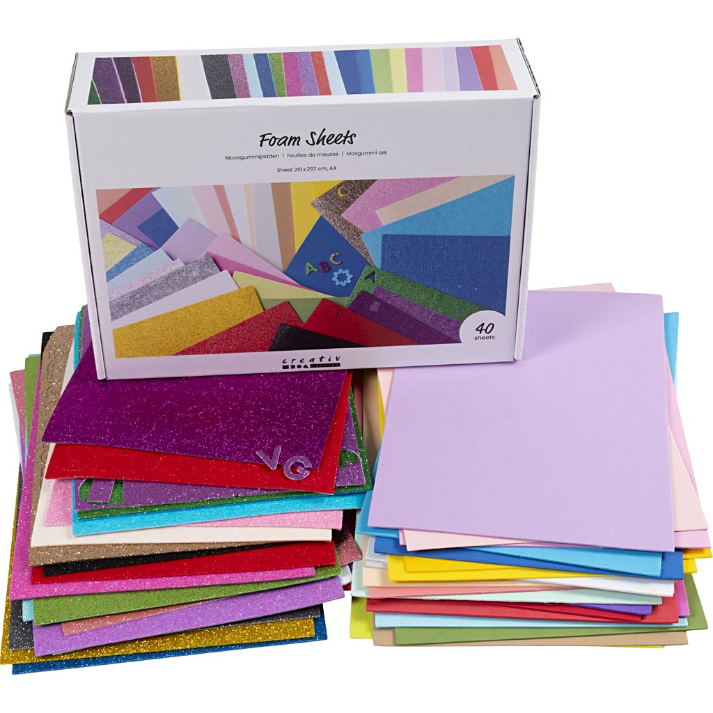 Láminas de goma EVA colores surtidos A4 — 40 hojas (1 pack)