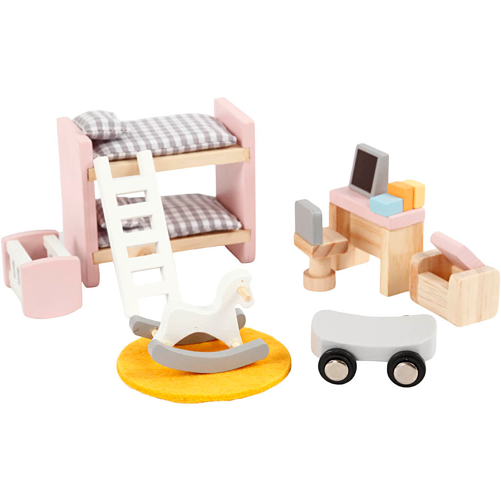 Mobiliario casa muñecas VIGA 2x2x7.5 cm — 8 piezas (1 set)