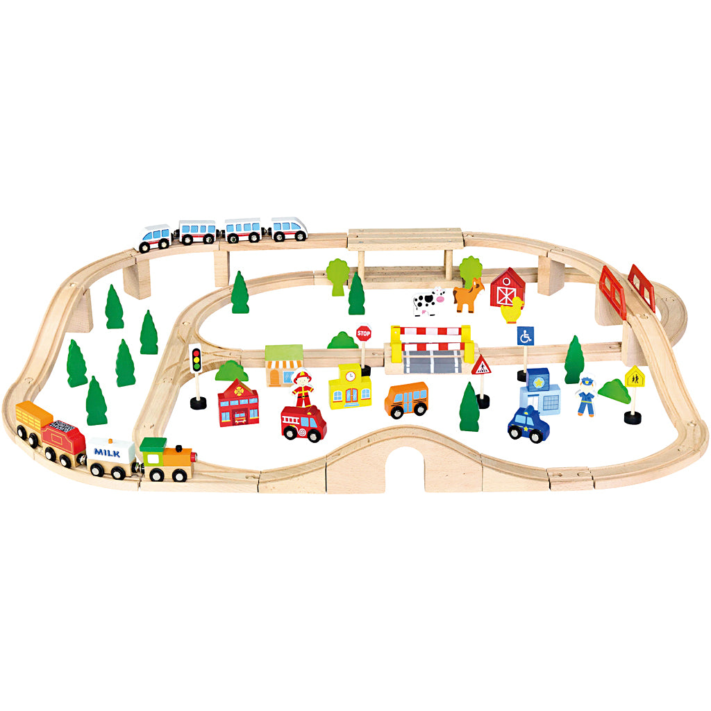 Tren y ciudad VIGA — 90 piezas (1 set)
