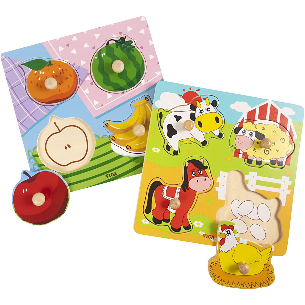 Puzzles VIGA con pomos 22x22 cm — 2 piezas (1 set)