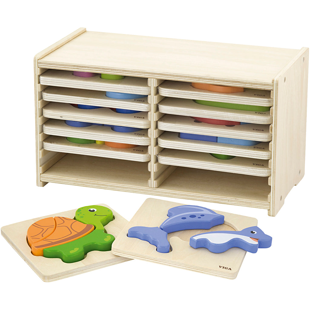 Soporte con 12 puzzles VIGA — 12 piezas (1 set)