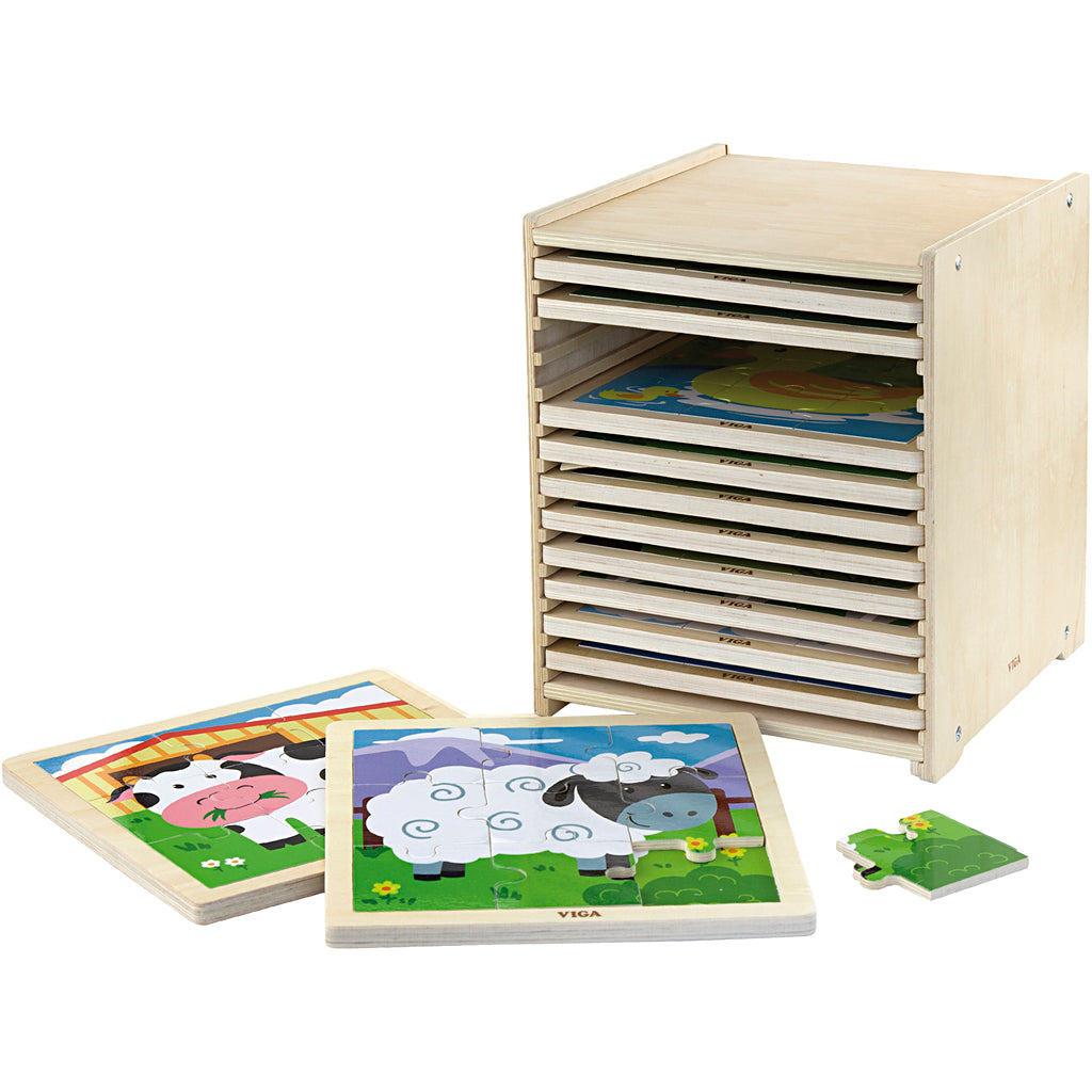 Soporte con 12 puzzles VIGA 23x27.5x23.5 cm — 12 piezas (1 set)