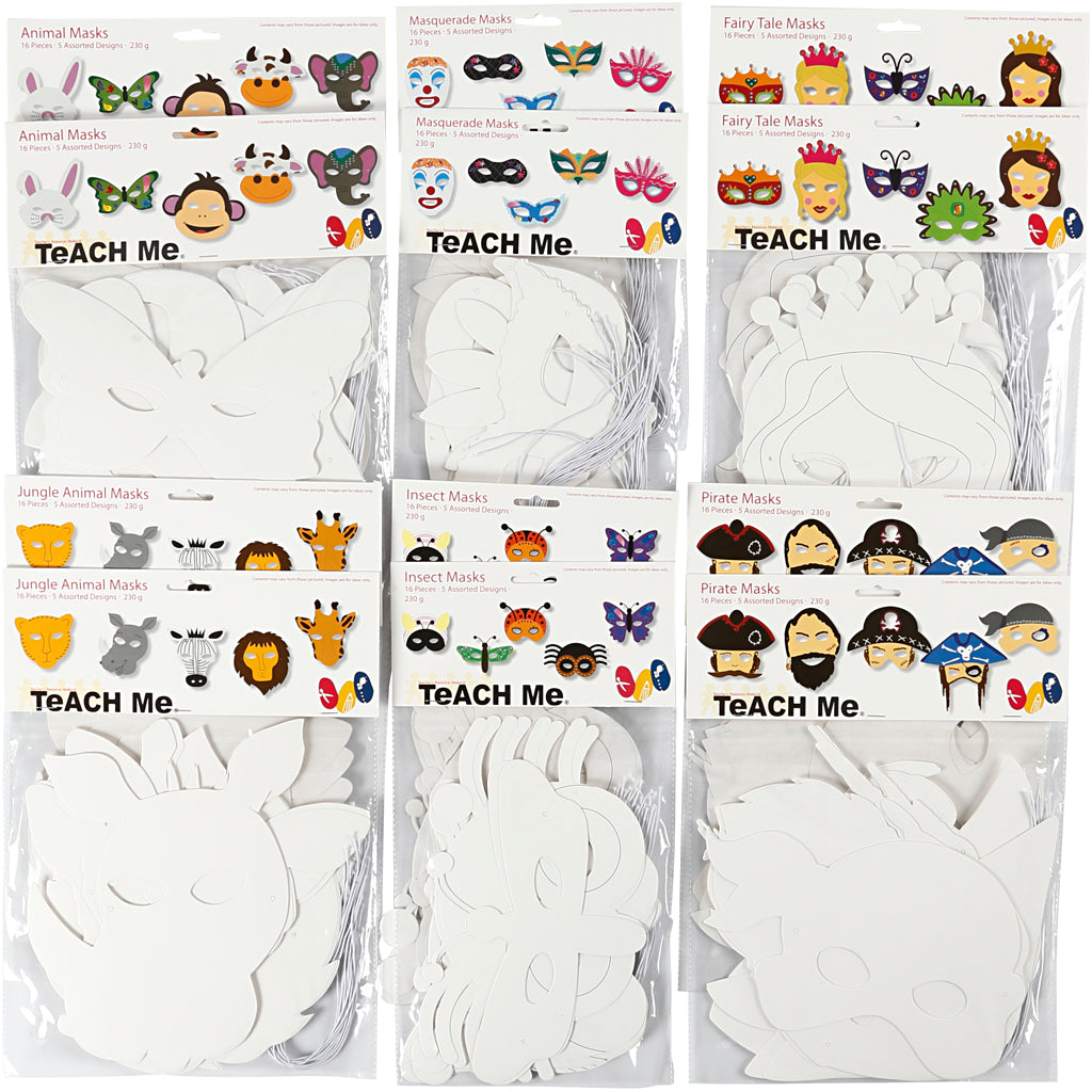 Máscaras de cartón blanco — 192 ud (1 pack)