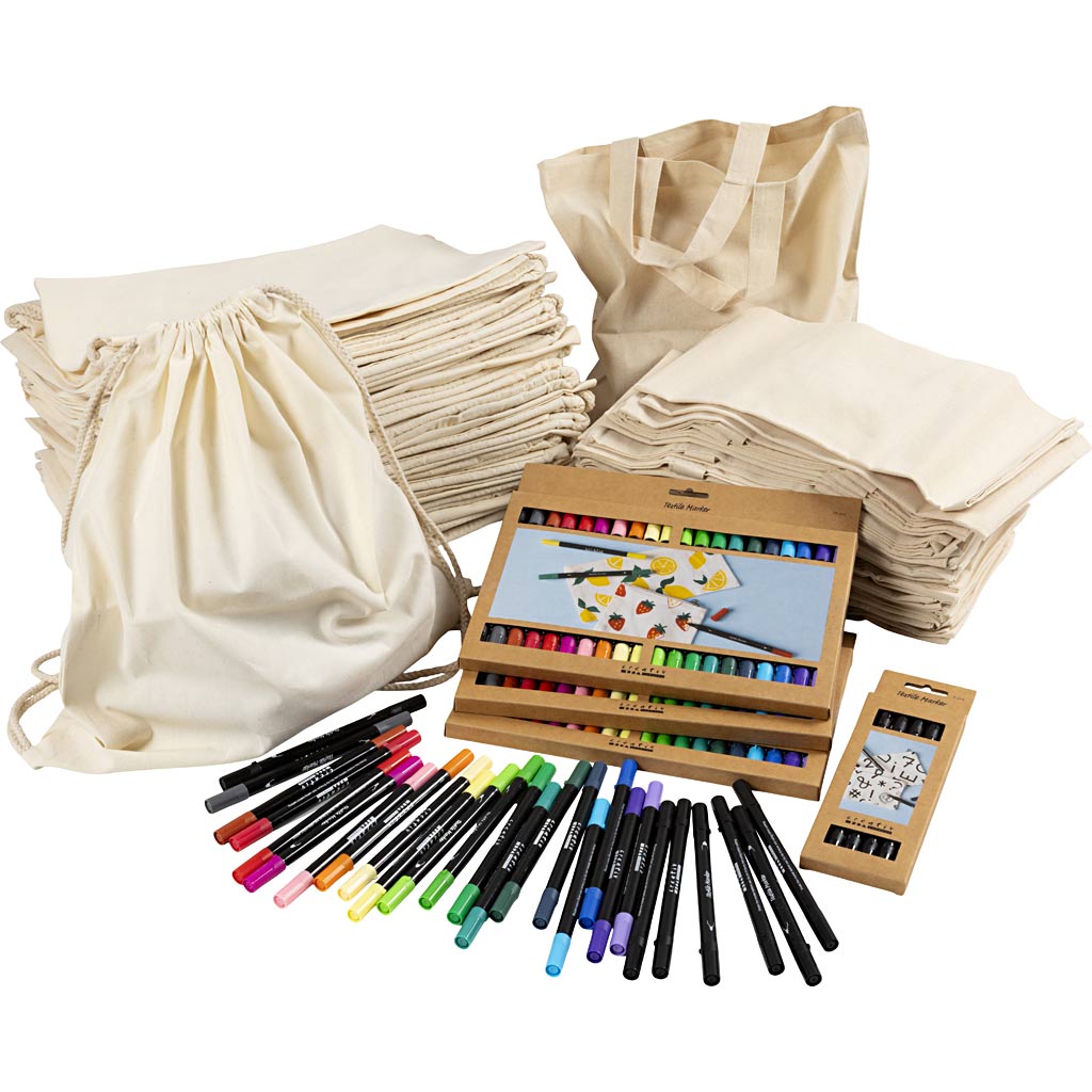Kit grupal bolsas y zapatillas con rotuladores colores surtidos 27.5x30 cm — 1 set