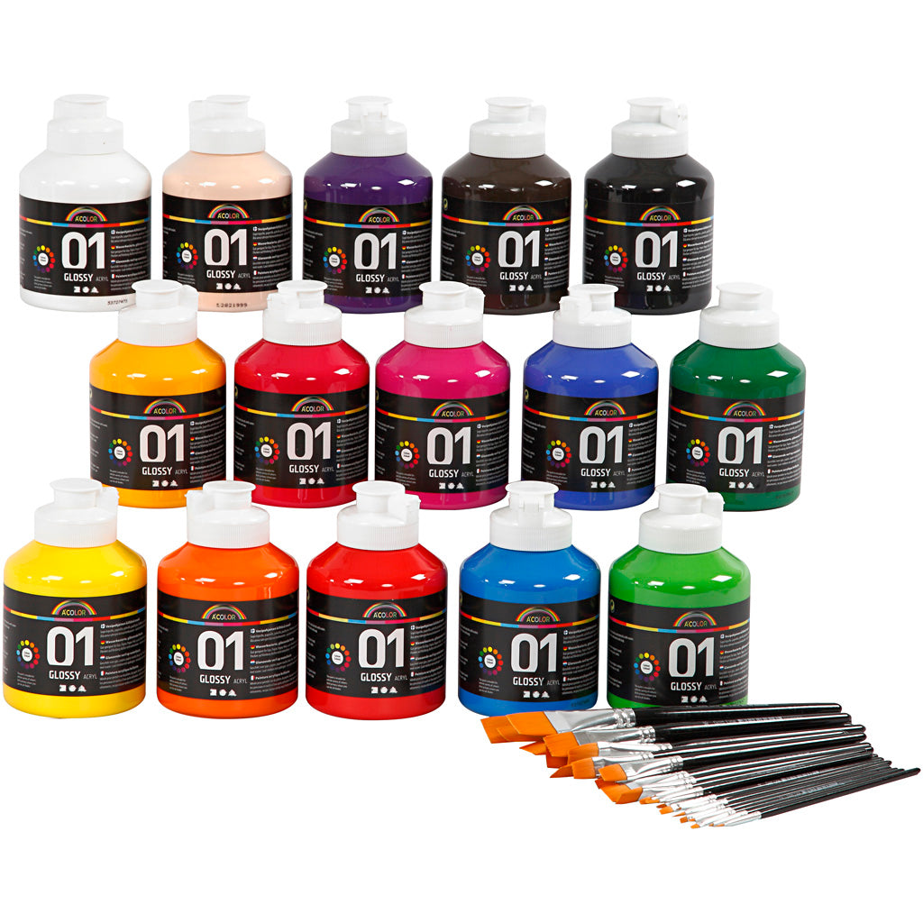 Pintura acrílica brillante colores surtidos — 1 set