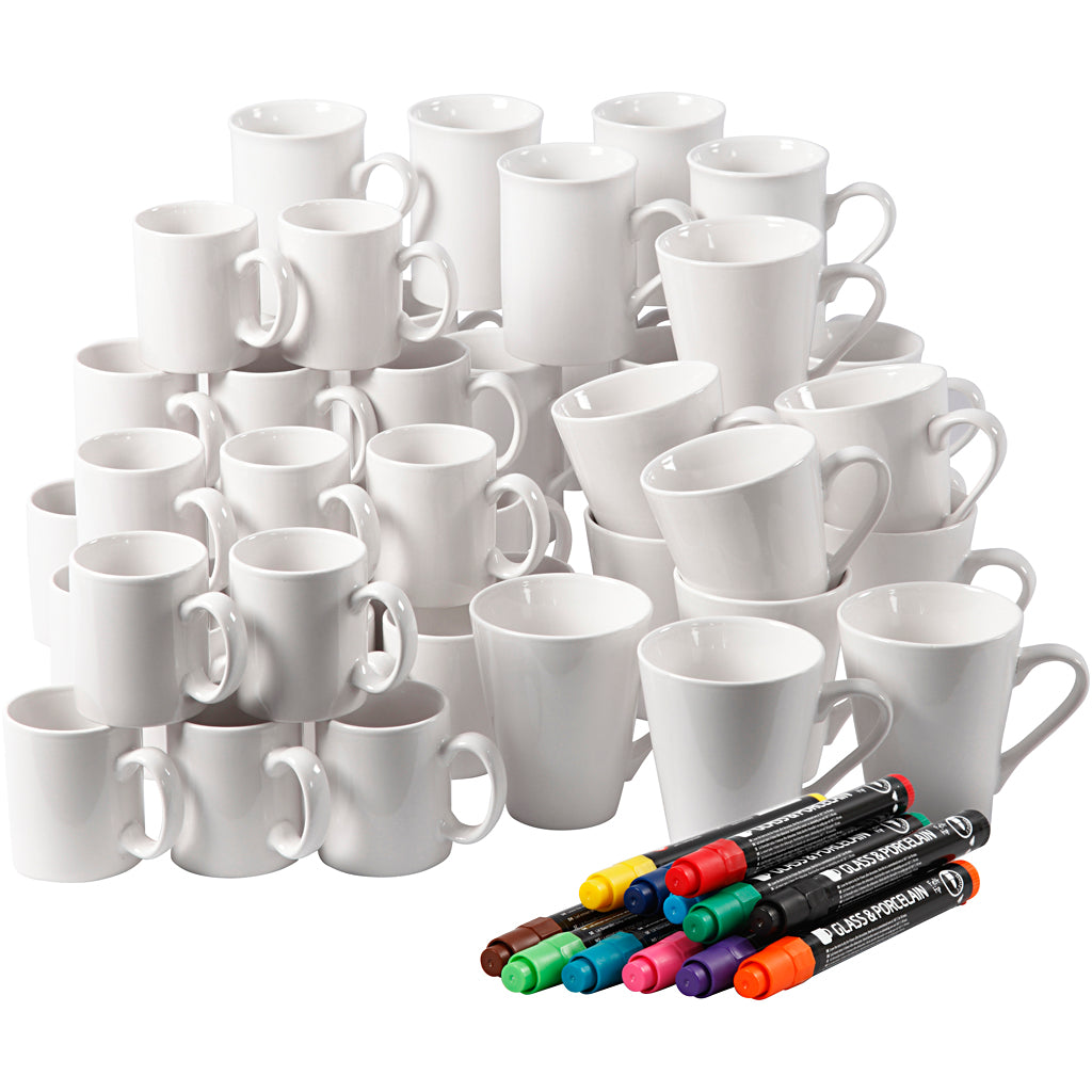 Kit grupal tazas de porcelana blanco — 1 set