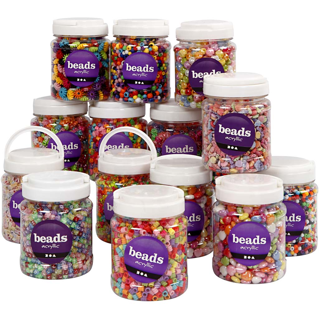 Cuentas de plástico colores surtidos 700 ml