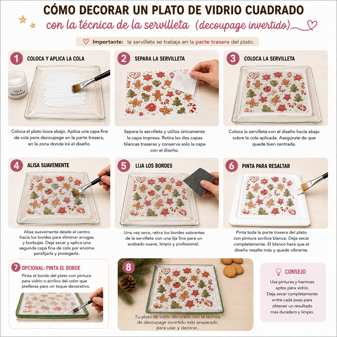 Plato cuadrado cristal transparente de 15x15cm