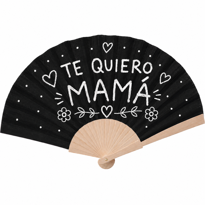 Abanico mango madera negro