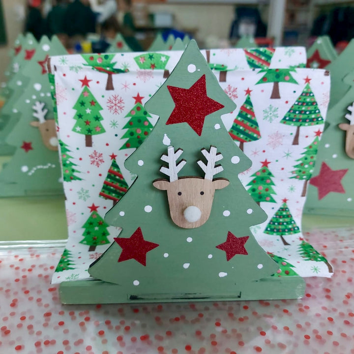 SILUETA SERVILLETERO ABETO NAVIDAD MADERA